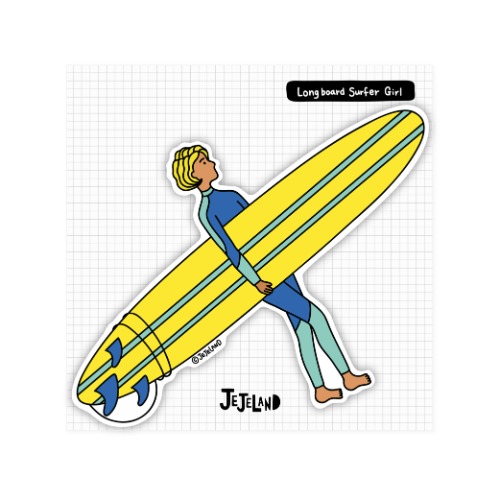 [JEJELAND]제제랜드 서핑 스티커[Longboard Surfer Girl]
